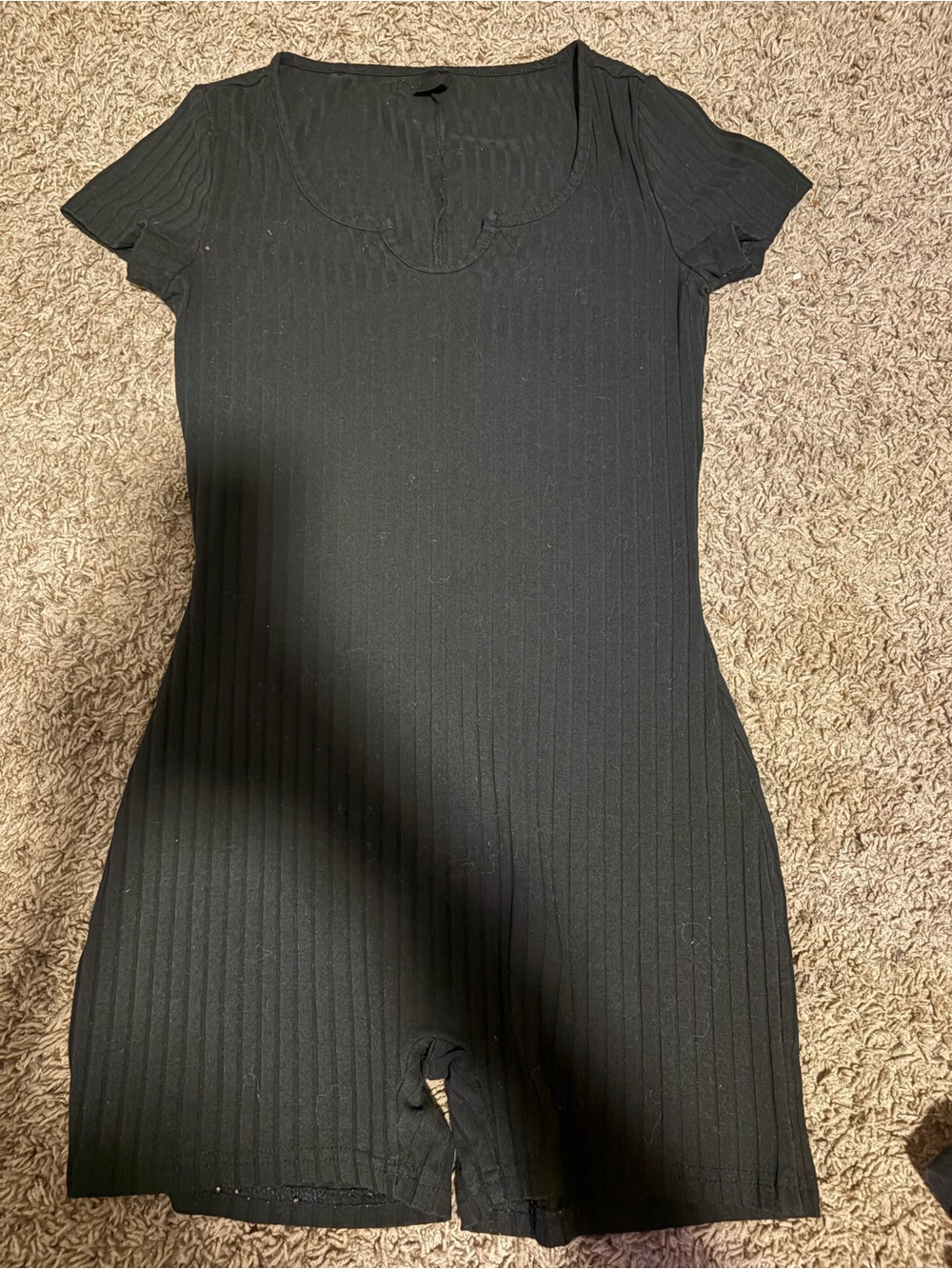 Black Ribbed One-Piece Romper